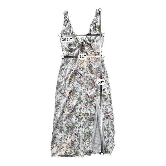 Abercrombie & Fitch Floral Babydoll Slip Midi Dress Medium Tall Cottage Romantic - Picture 8 of 9